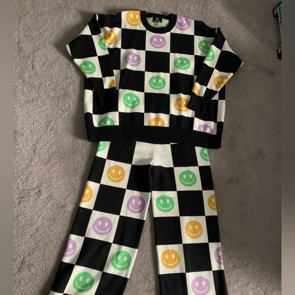 Dressed in LALA Matching Happy Face pant and sweatshirt